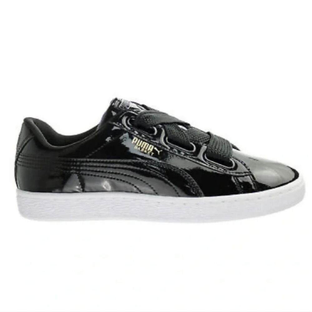 Puma Women's Basket Heart Black Patent Low Sneakers Tennis Shoes, Sz 10.5